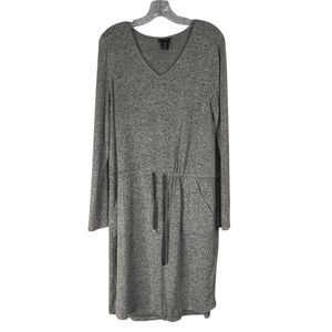 Mercer & Madison Dress Women's L Gray Cozy V-Neck Drawstring Waist Knit Pockets